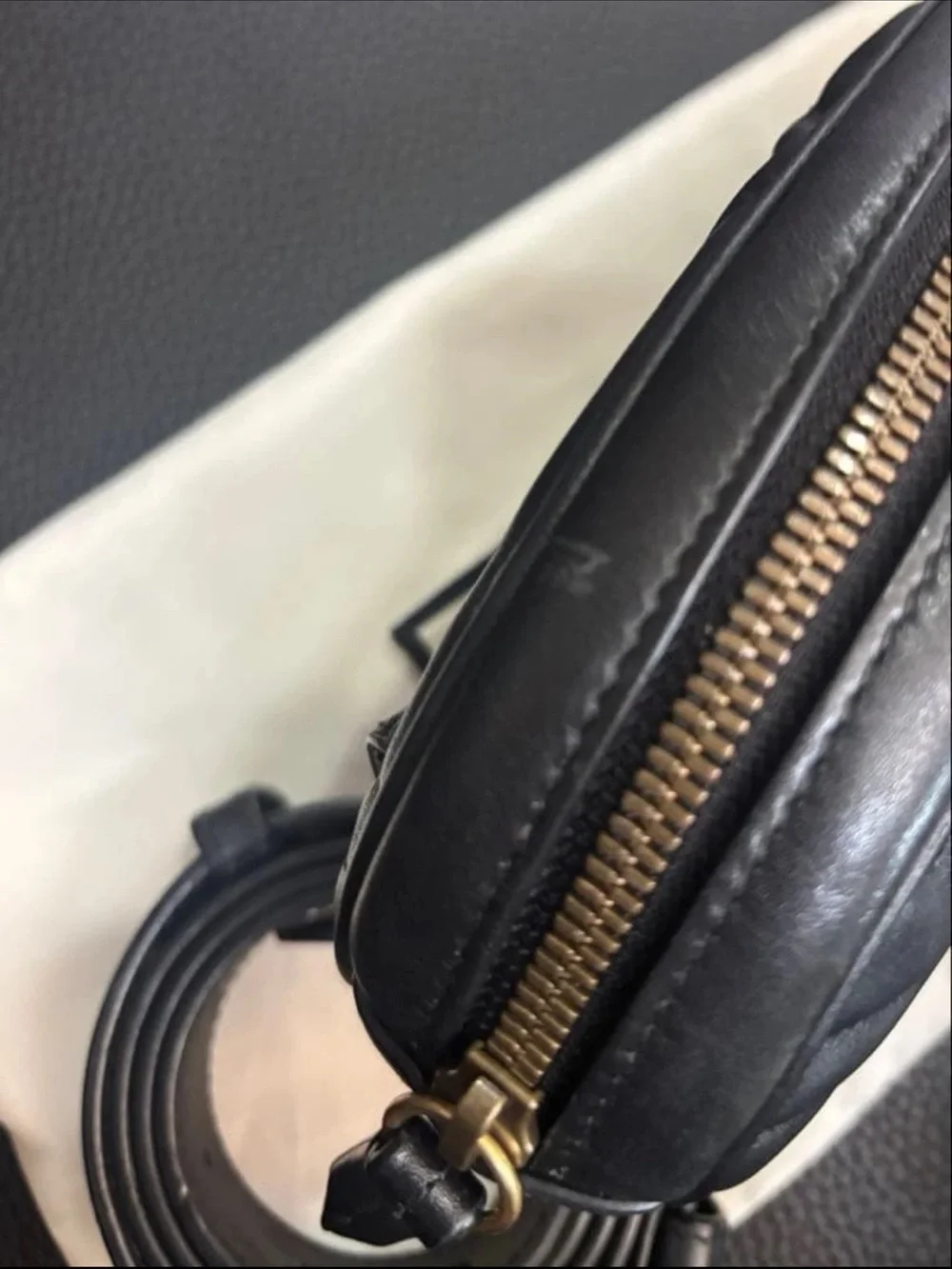 Gucci Black Chevron Quilted Leather Belt Bag with Gold GG